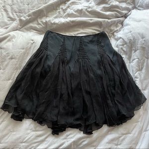 John Galliano Black Silk Georgette Skirt
